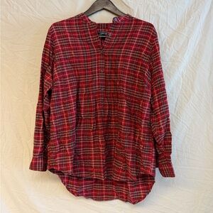 Lands' End Red Checkered Tunic Blouse